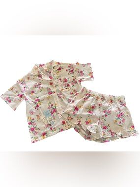 NWT - Cat & Jack Girls Floral Short-Sleeve Pajama Set - Size L 10/12